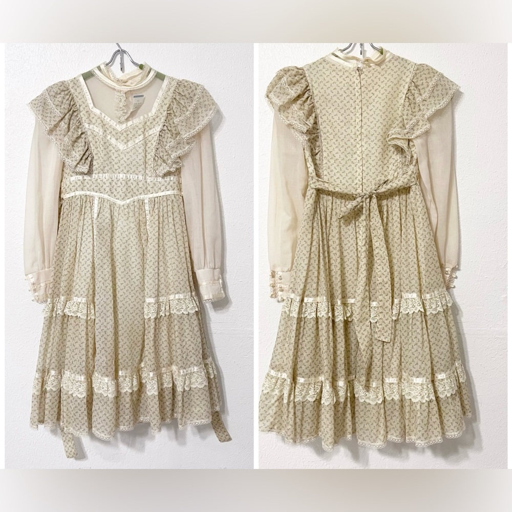 VINTAGE 70s Gunne Sax Dress Girl 10 Ditsy Prairie Boho Festival Boho Hippie